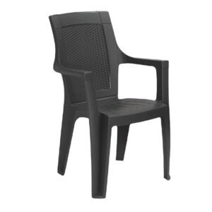 SRI VELAVAN Mystique Plastic Arm Chair Charcoal Grey