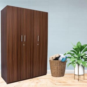 EZYWUD Leo 1200 Wardrobe Triple Door Walnut